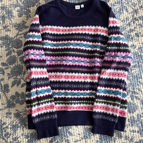 GAP Sweaters - GAP Women's Navy Multicolor Patterned Sweater